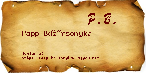 Papp Bársonyka névjegykártya
